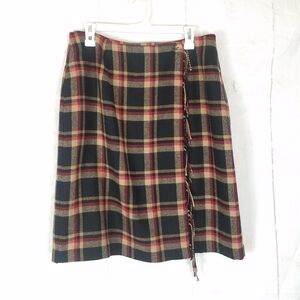 Sag harbor vtg plaid wool blend faux wrap skirt